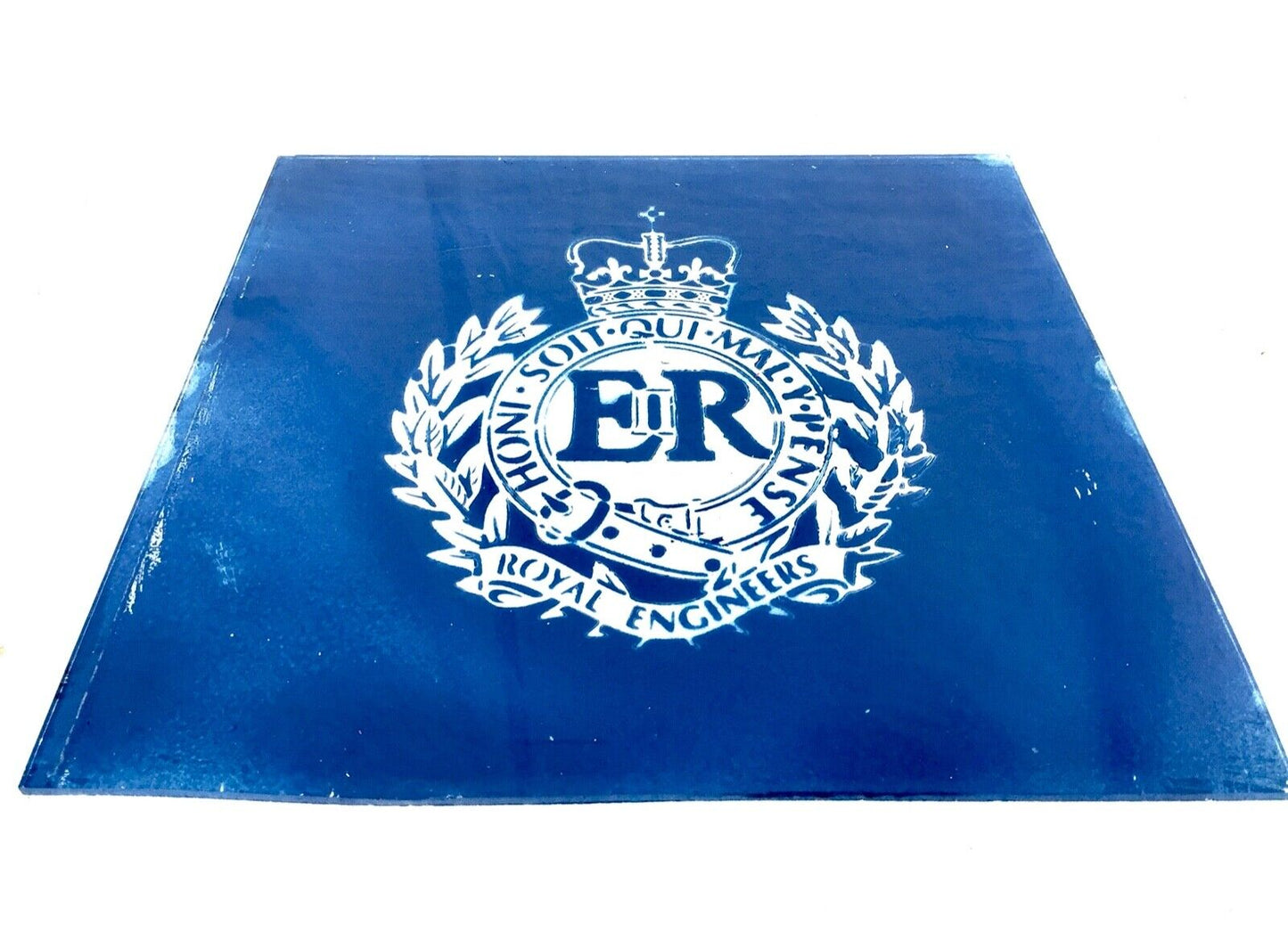 Antique Advertising - Royal Engineers Salvaged Officers Mess Glass Window Sign