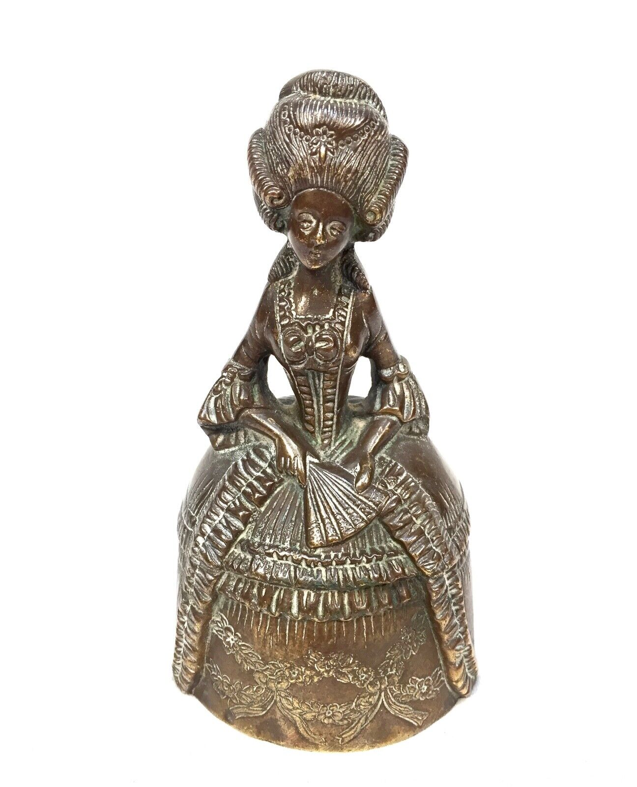 Antique Brass Bell in the Form of a Victorian Dressed Lady / Early 20th Century