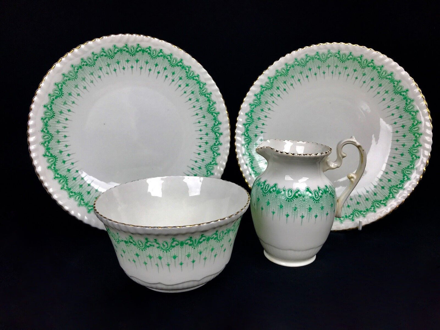 Victorian Green&White Tea Set For 4 People / Radford Bone China