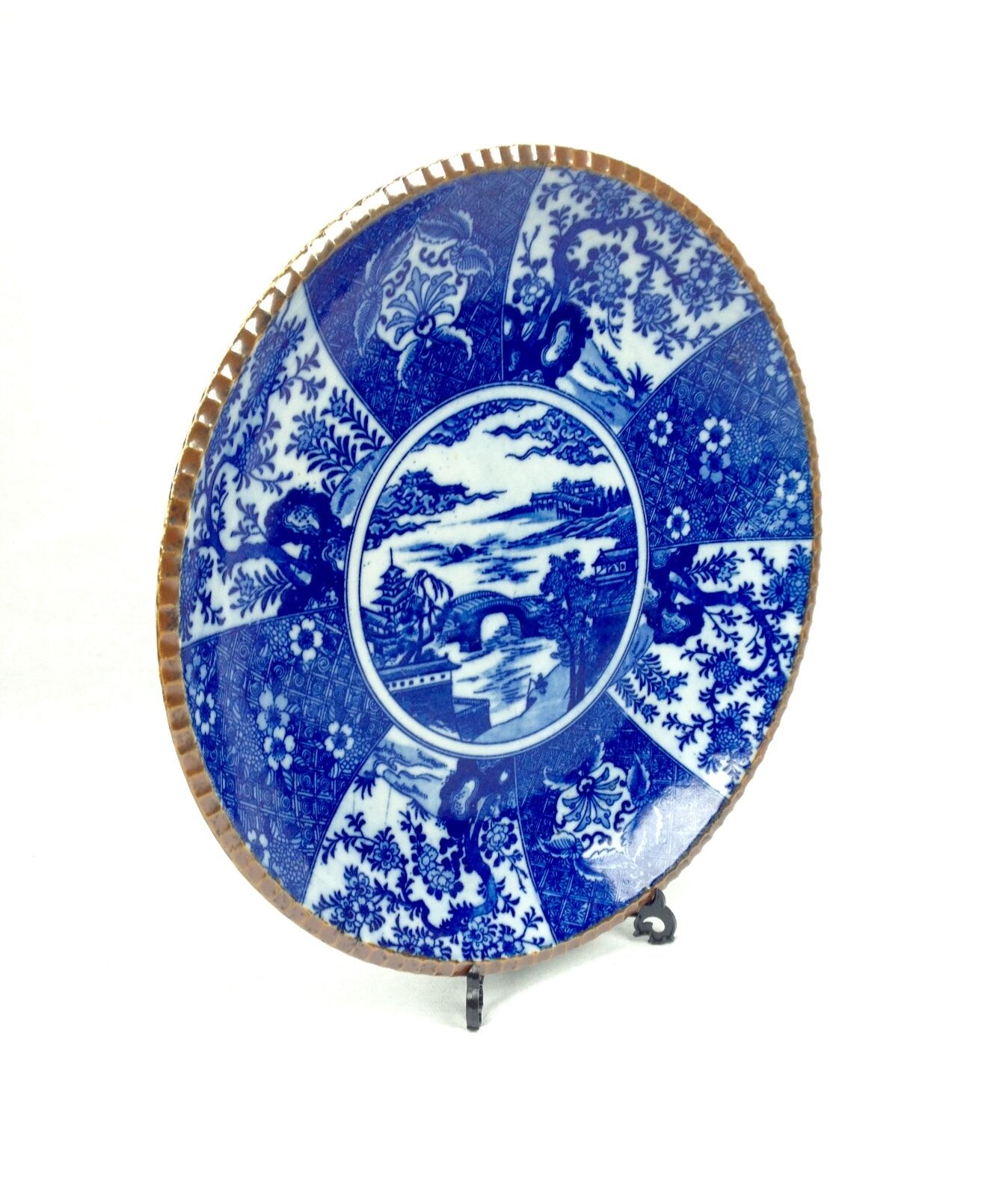 Antique Chinese Charger Plate / Blue And White Chinaware Large