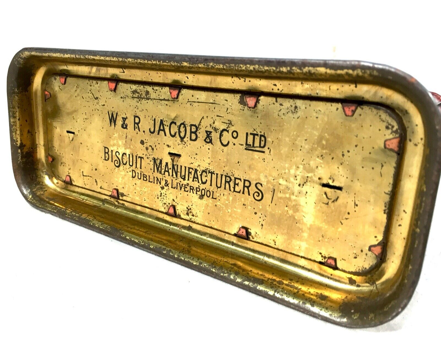 Antique Advertising W & R Jacob & Co Stationery Biscuit Tin / Art Nouveau c1901