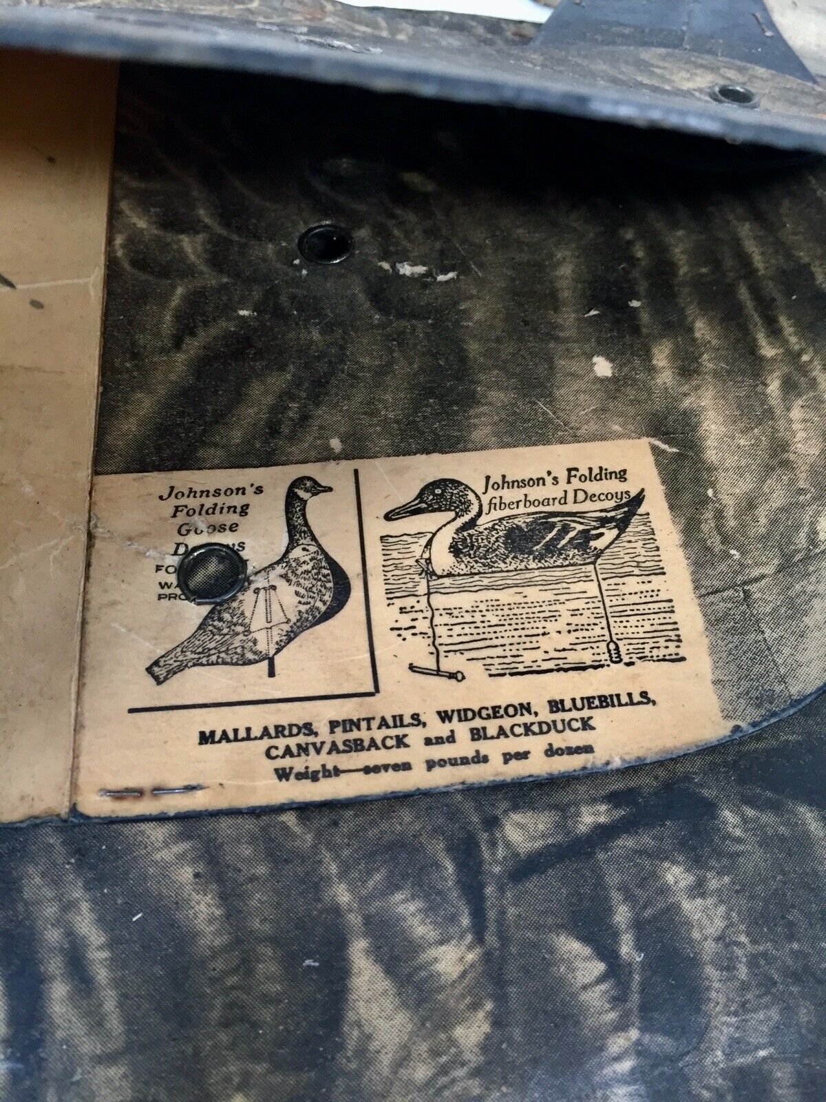 Antique Original Set of Folding Johnsons Goose Decoys, circa 1940 in Canvas Bag