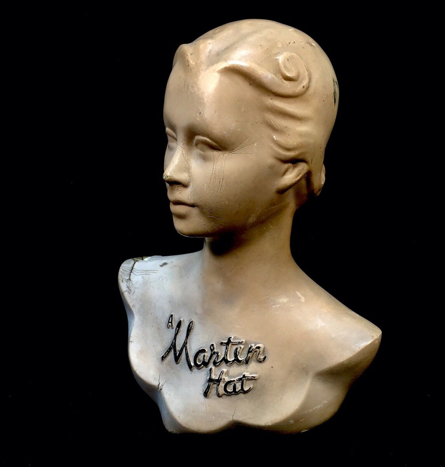 Antique Advertising - 1920s Master Hats Shop Display Counter Sign / Mannequin
