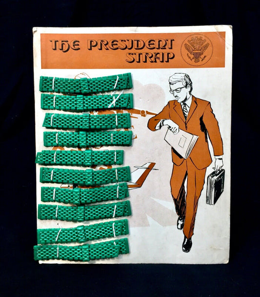 Vintage Advertising - Show Card for The President Green Watch Straps / Complete