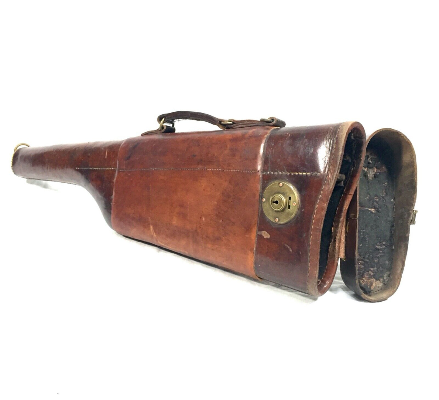 Early 20th Century Leather "Leg Of Mutton" Gun Case / Tan Brown / Large / c.1900