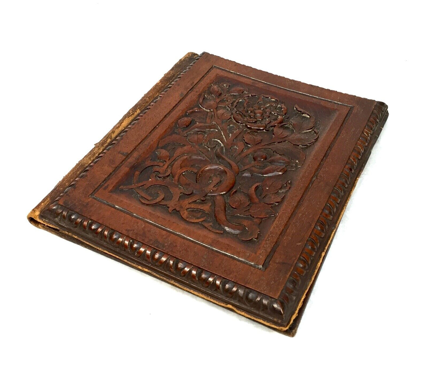 Antique Stationery - Wooden Covered Blotter / Notebook Paper Holder / Victorian