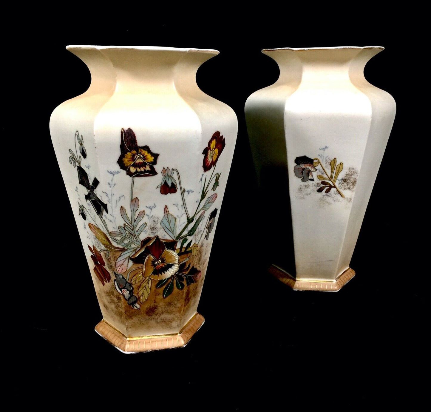 Pair of Antique Robert Hanke Vases Austrian Art / Floral Decoration / c.1900