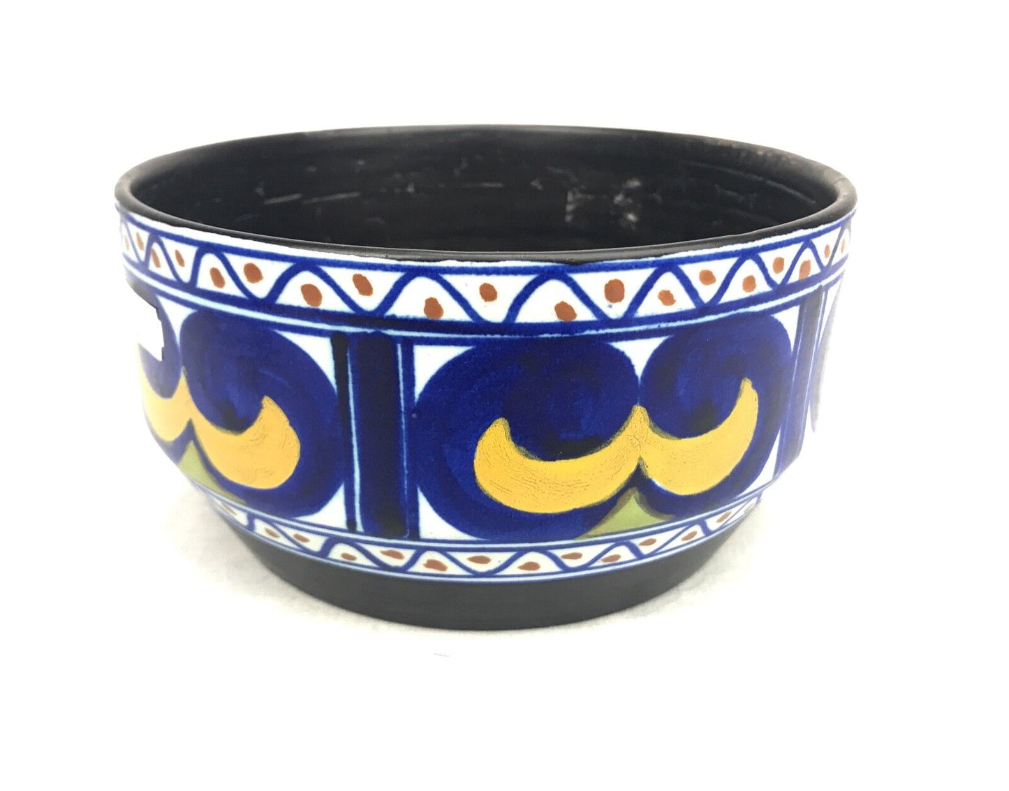 Gouda Pottery Bowl / Vase / Centre Piece / Art Deco 1920's / Blue / Yellow