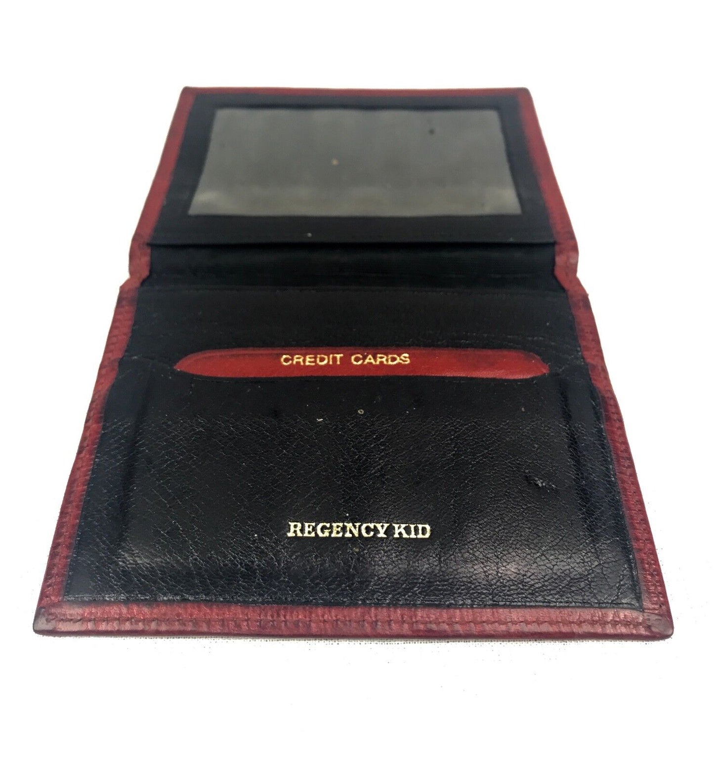 Vintage Gentleman's Leather Wallet Marked 'Regency Kid" / London / Red