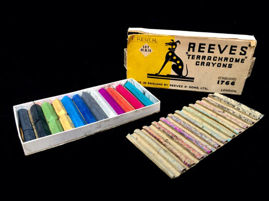 Vintage 20th Century 1960s Reeves Terrachrome Artists Drawing Crayons - Set D.12