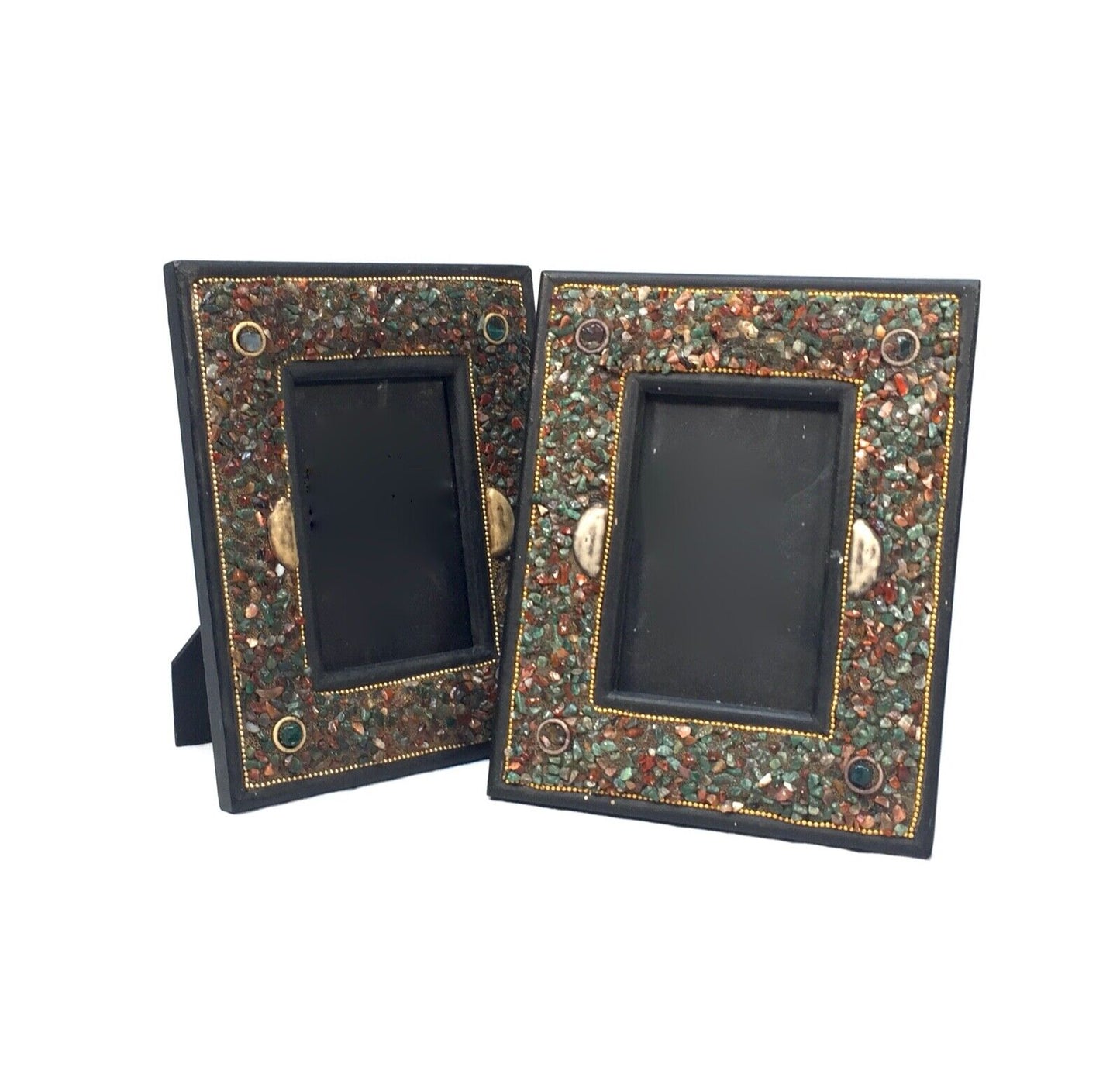 Vintage Pair of Matching Photo Frames with Hard Stone / Crystal Surrounds