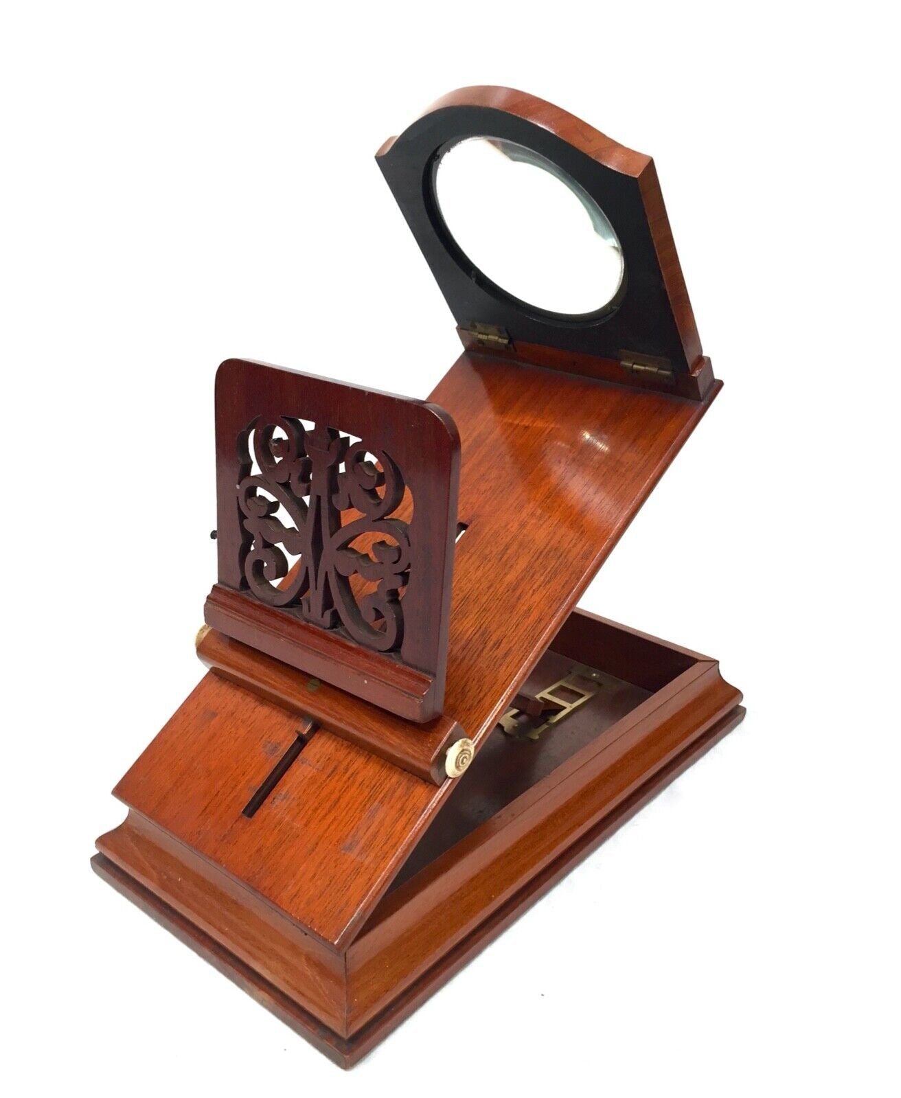 Antique Victorian Wooden Graphoscope / Stereo Card Picture Viewer / Mahogany