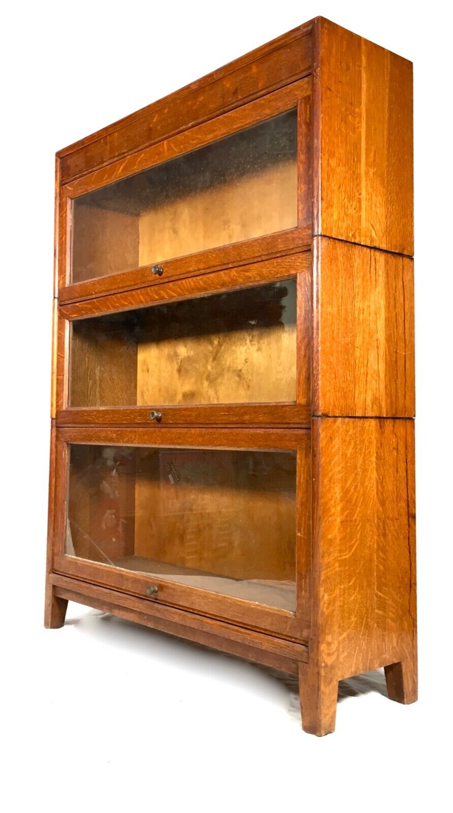 Antique Glazed Oak Sectional Barristers Bookcase by Gunn / Display Cabinet