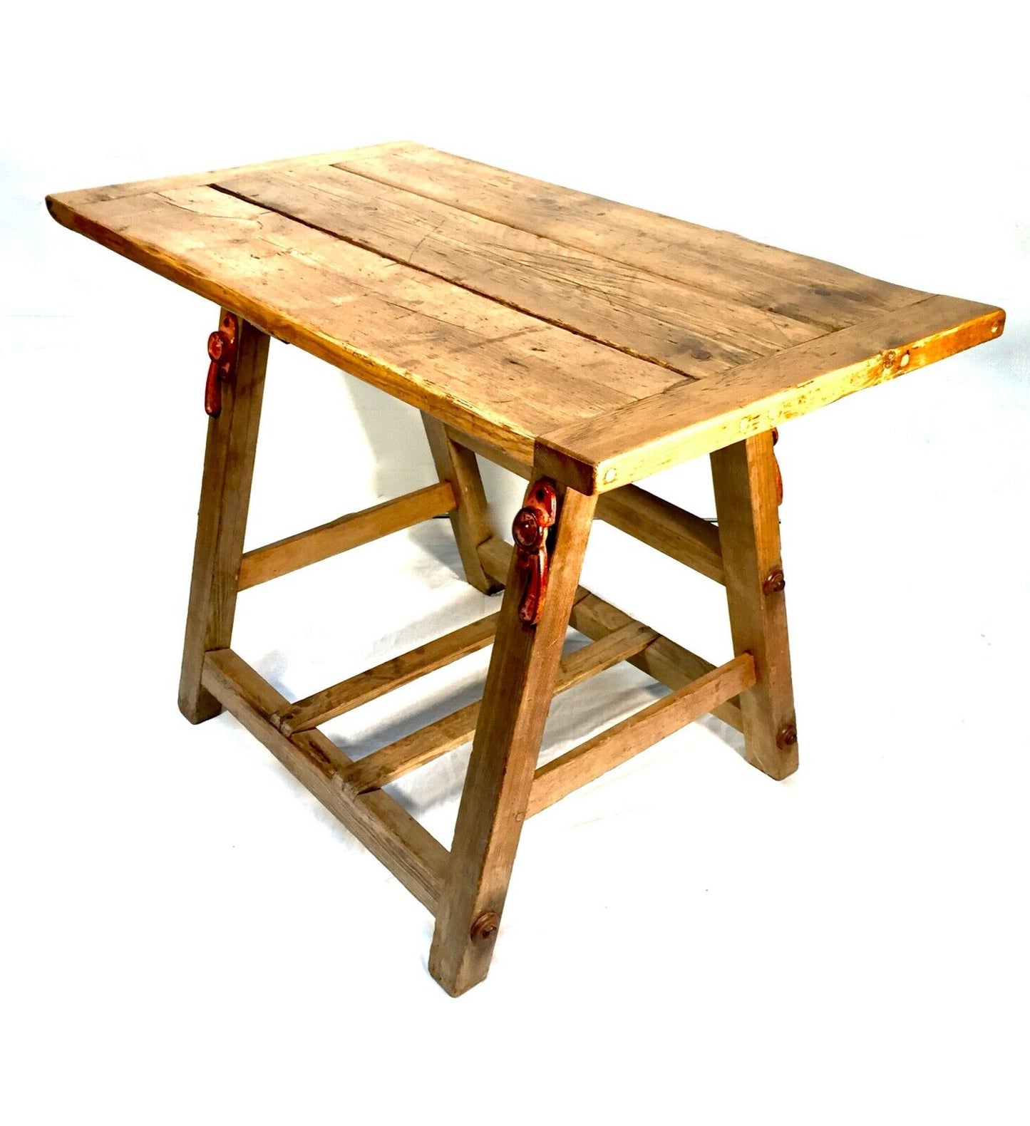 Antique Pine Wooden Workbench / Rustic Kitchen Dining Table Early 20th Century