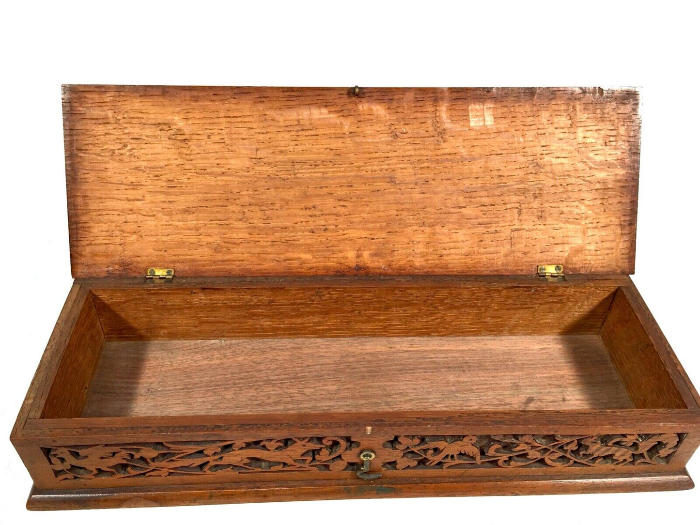 Antique Victorian Fretwork Storage Box / Carved Wooden / 19th Century