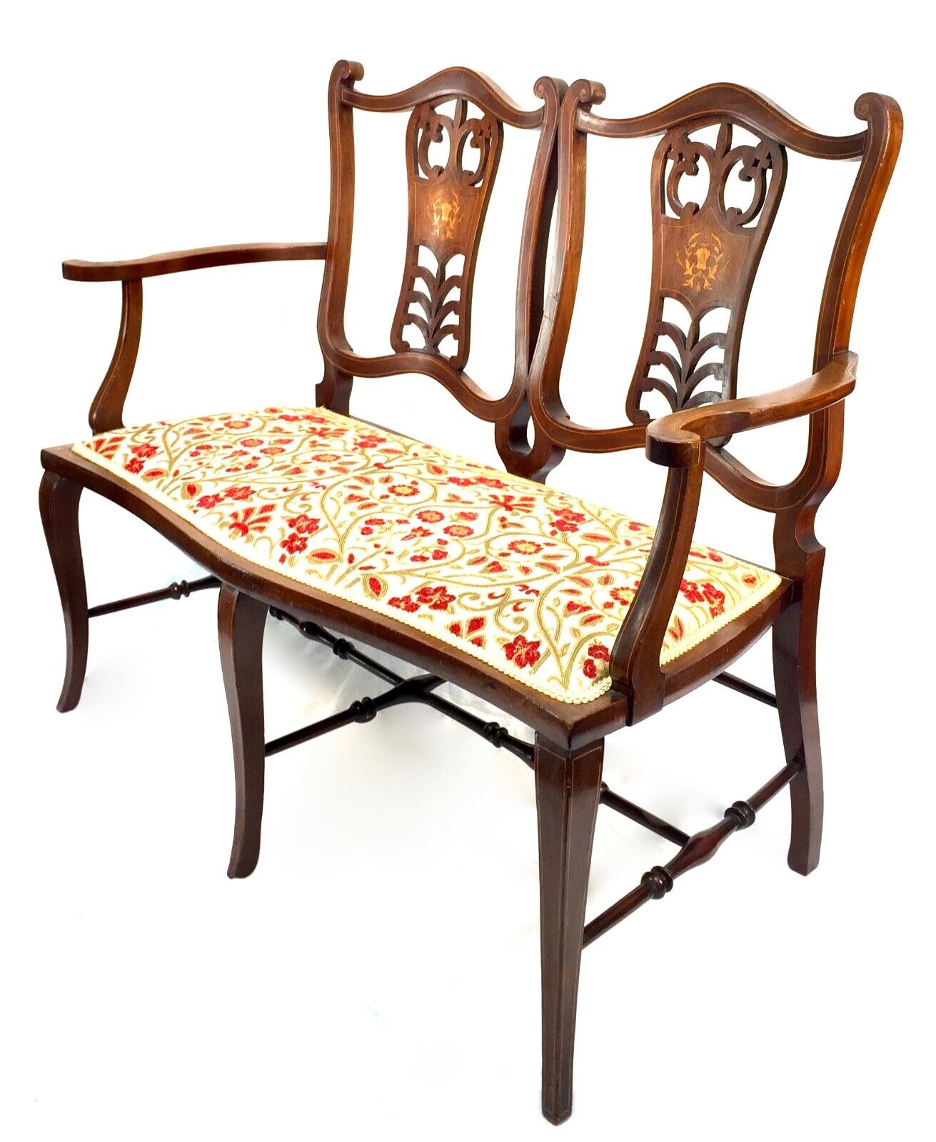 Edwardian Inlaid Mahogany Three Piece Parlour Suite Set / Sofa / Chair / Antique
