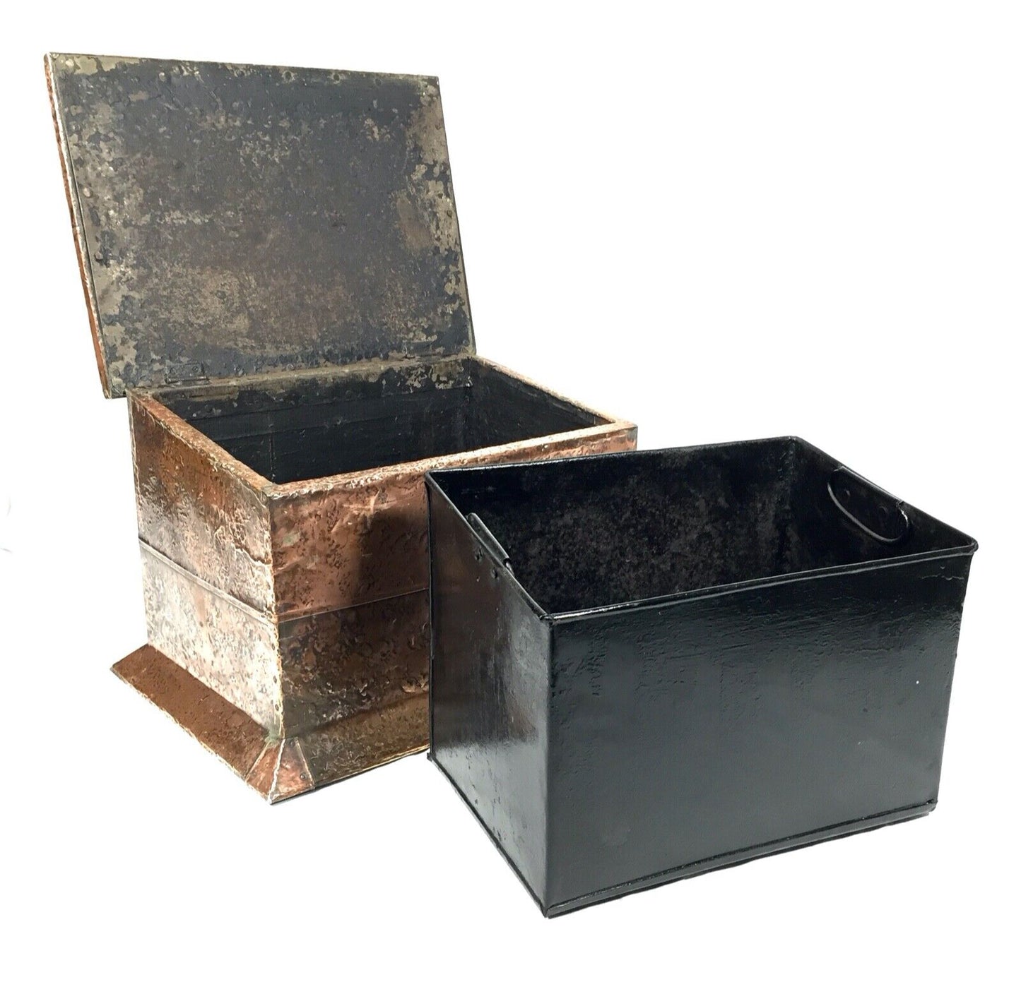 Antique Arts & Crafts Copper Coal Box / Scuttle / Log Wooden Burner Fire c.1900