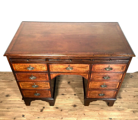 Victorian Antique Flamed Mahogany Keyhole Desk / Work Station / 19th Century