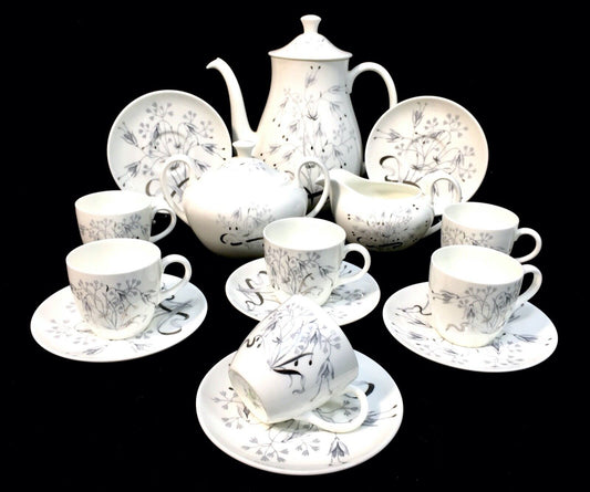 Antique Wedgwood Coffee Set - Wild Oats W4166 - For 6 People / Vintage China