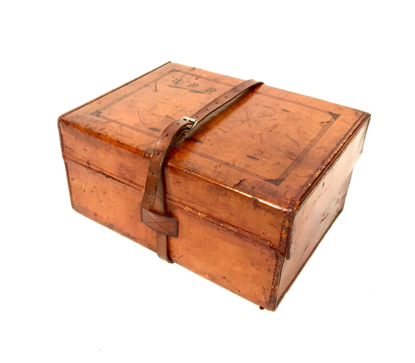 Antique Hill & Millard Campaign Leather Jewellery Box & Outer Travel Case c.1850