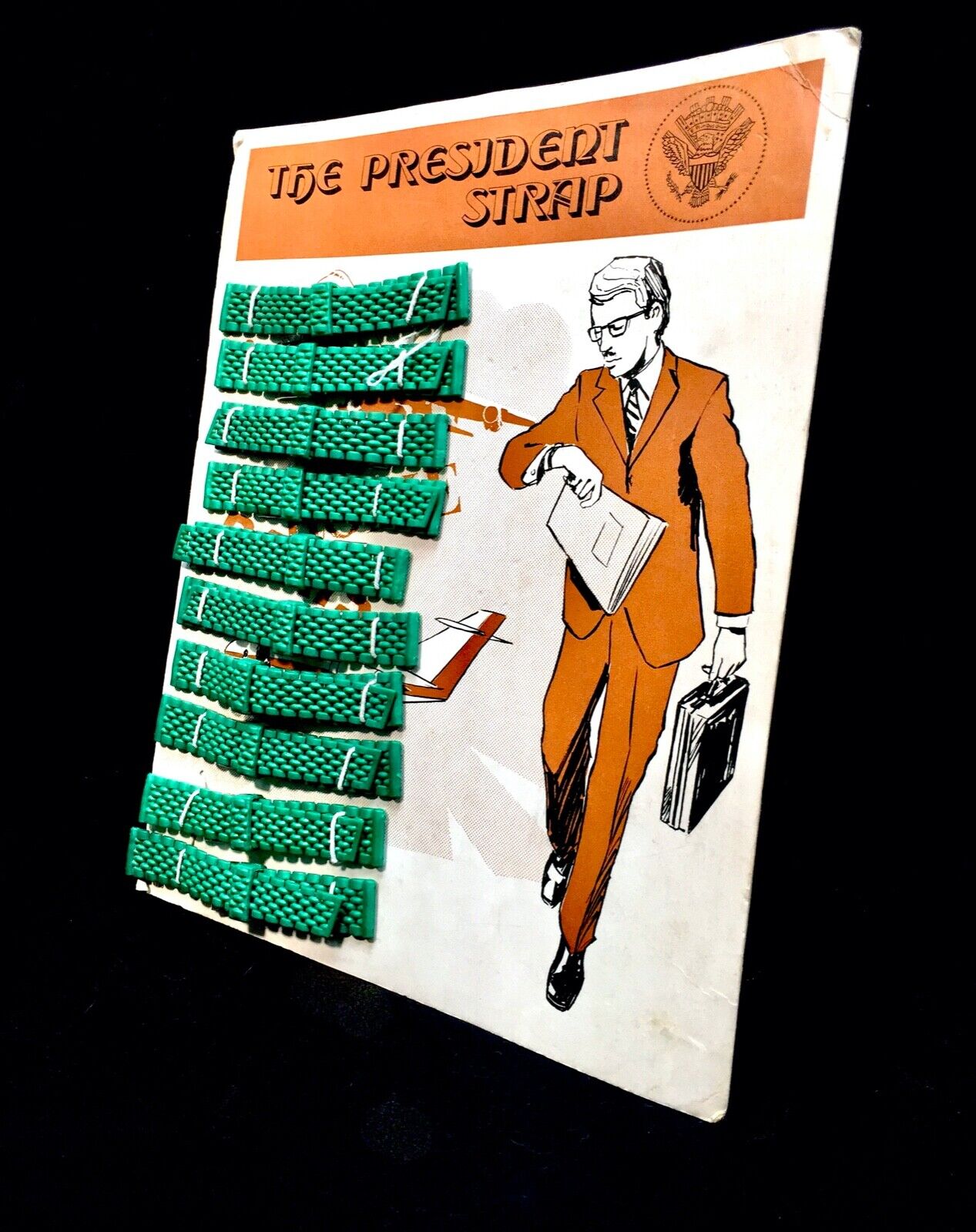 Vintage Advertising - Show Card for The President Green Watch Straps / Complete