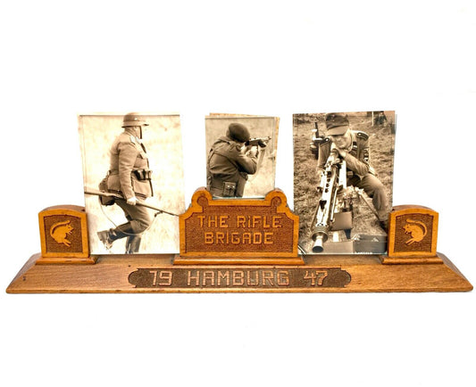 Antique Military Wooden Tabletop Photo Frame - The Rifle Brigade Hamburg 1947