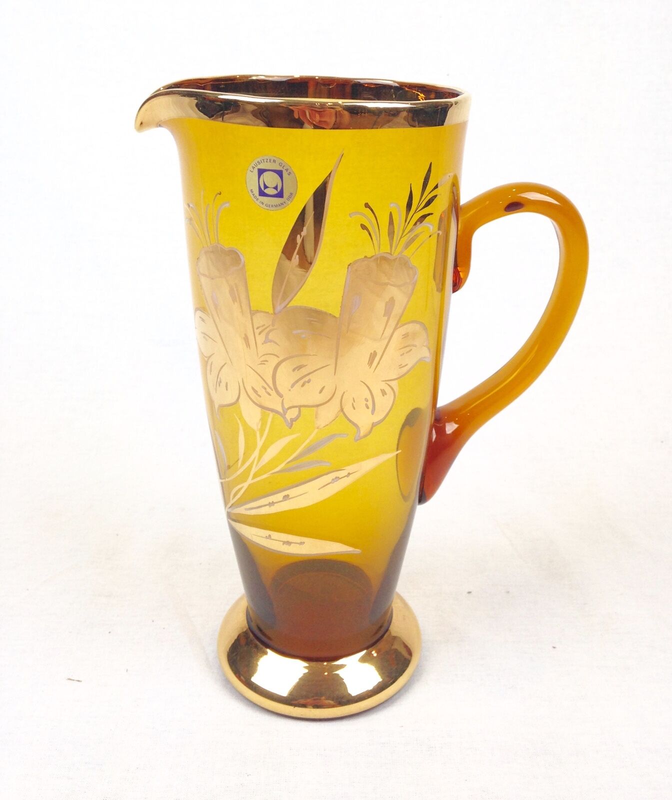 Vintage Glass Lemonade / Pimms Set / German Amber Glass / Lausitzer Glas