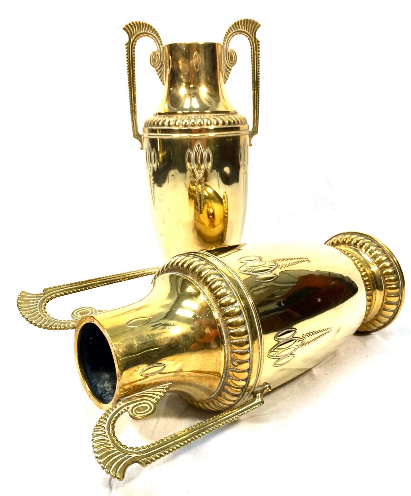 Antique Royal Daalderop Dutch Brass Vase Pair / Art Nouveau / WMF / KDM