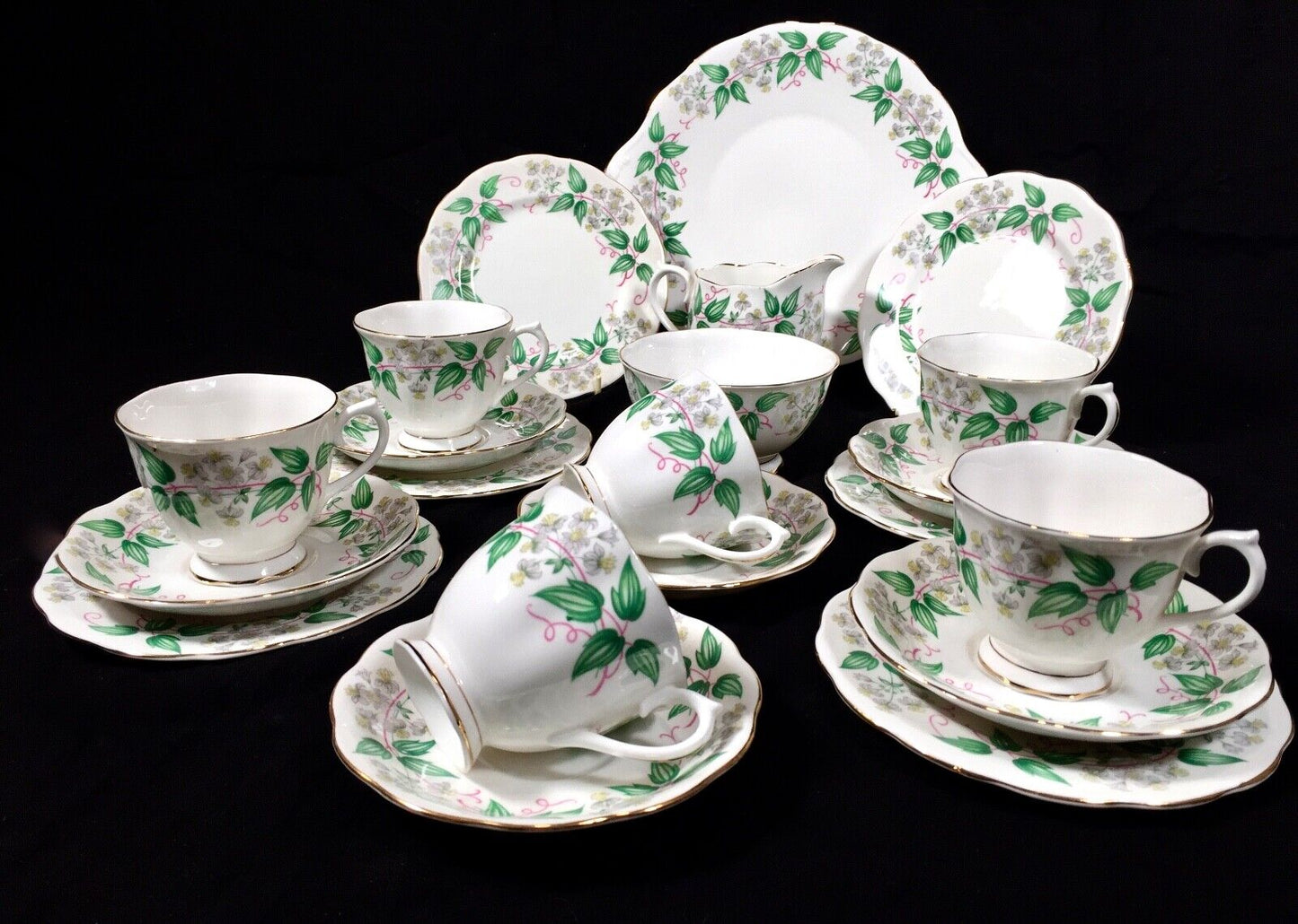Vintage Royal Albert Travellers Joy Tea Set for 6 People / Cup / Trio / Saucer