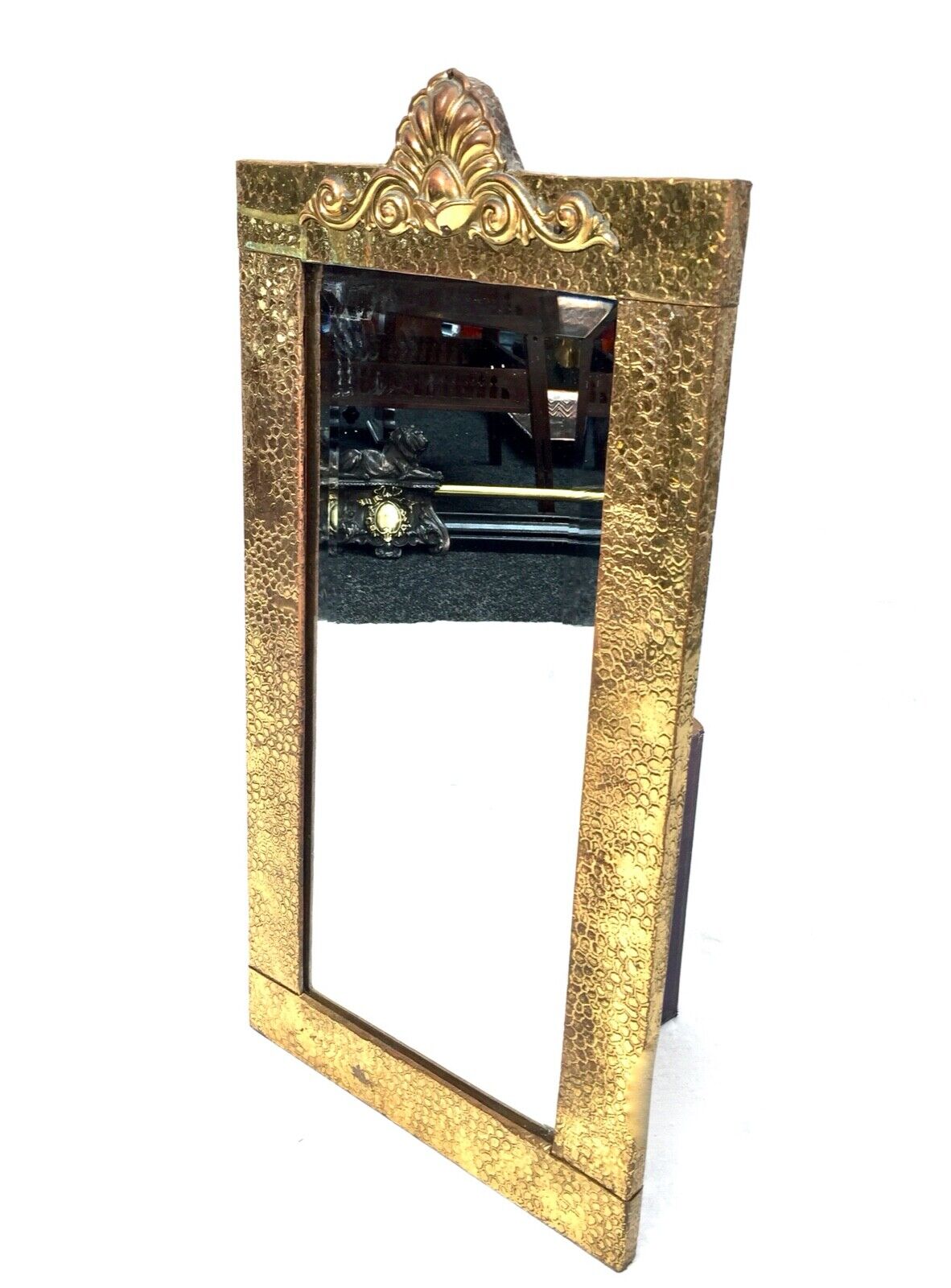 Antique Brass Framed Mirror / Wall Hanging / Vintage / 20th Century