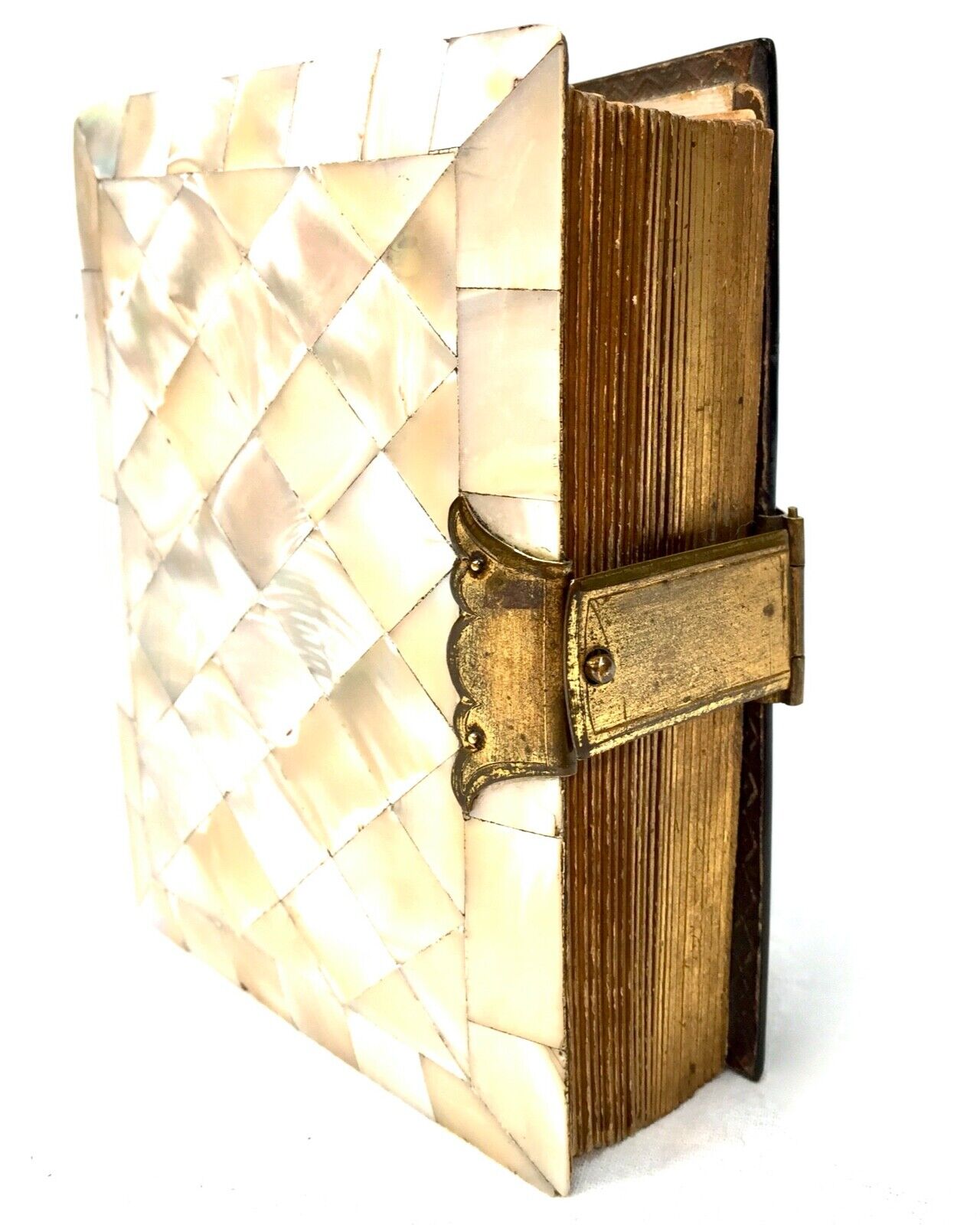Antique Victorian Mother of Pearl Photo Album With photos / Social History c1890