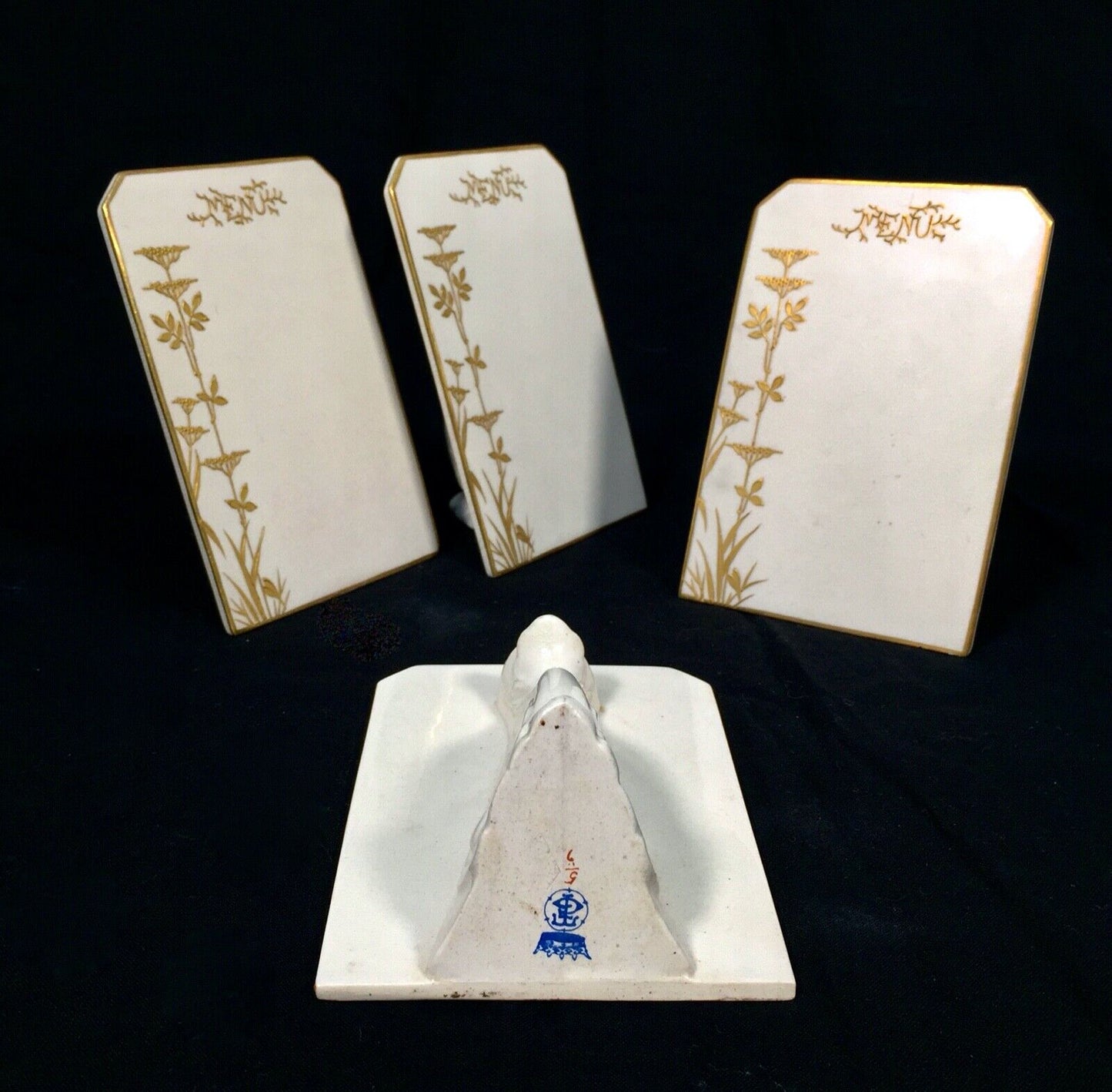 Antique Victorian Taylor Tunnicliffe & Co Ceramic Menu & Flower Holders Set of 4