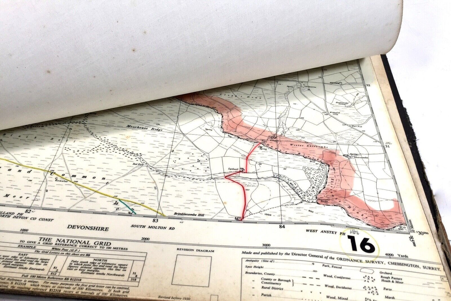 Vintage Book of Ordnance Survey Large Scale Maps For Devon / Exmoor Park c.1945