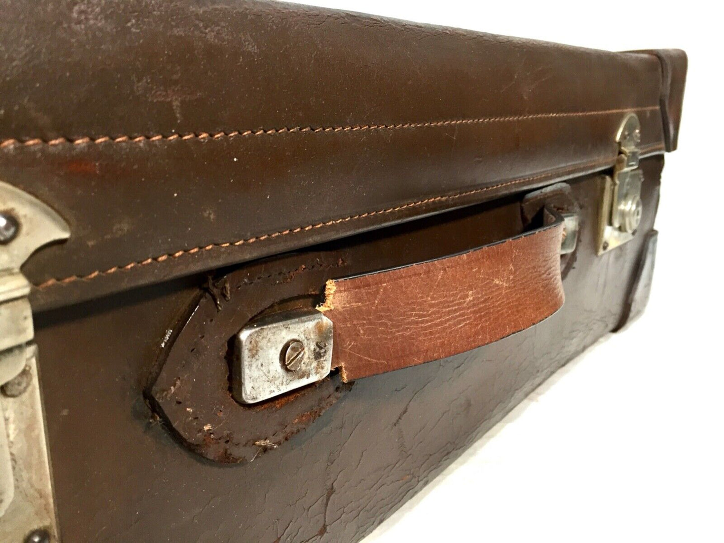 Antique Leather Gentleman's Travel Bag From WWII RAF Biggin Hill / c.1940