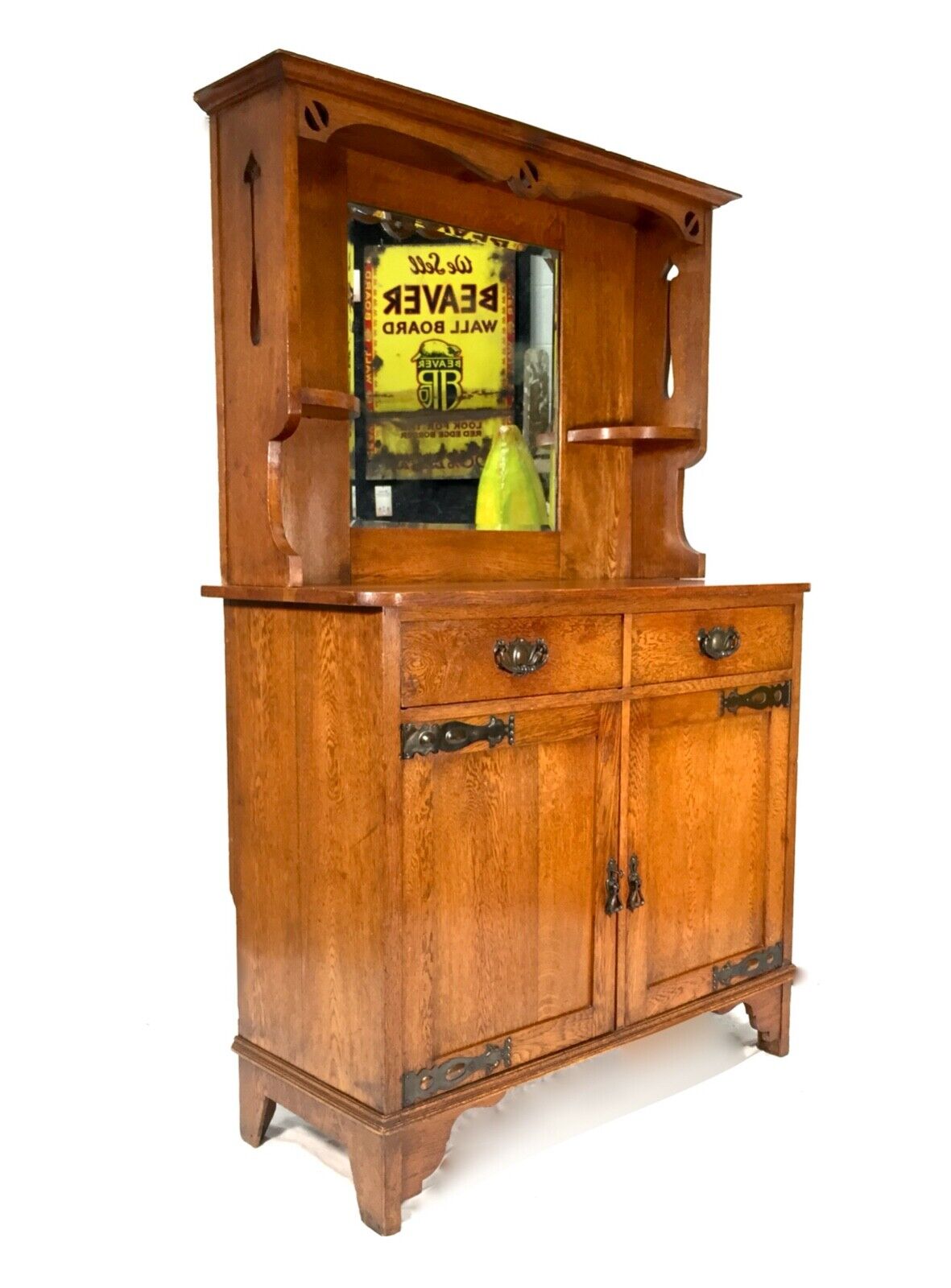 Antique English Arts & Crafts Oak Cabinet / Dresser / Sideboard Cupboard c.1900