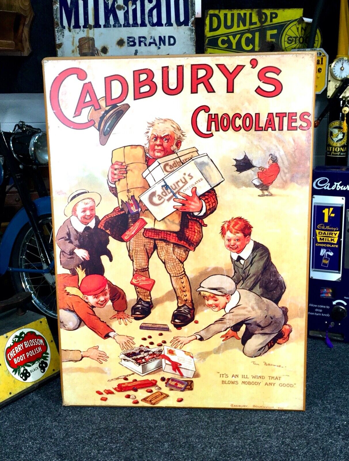 Antique Advertising - Large 70s Cadburys Poster Salvaged from Bournville Factory