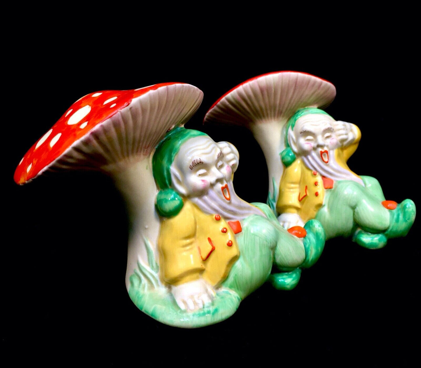 Clarice Cliff - Pair of Novelty Gnome Figurines / Art Deco Pottery / c1936