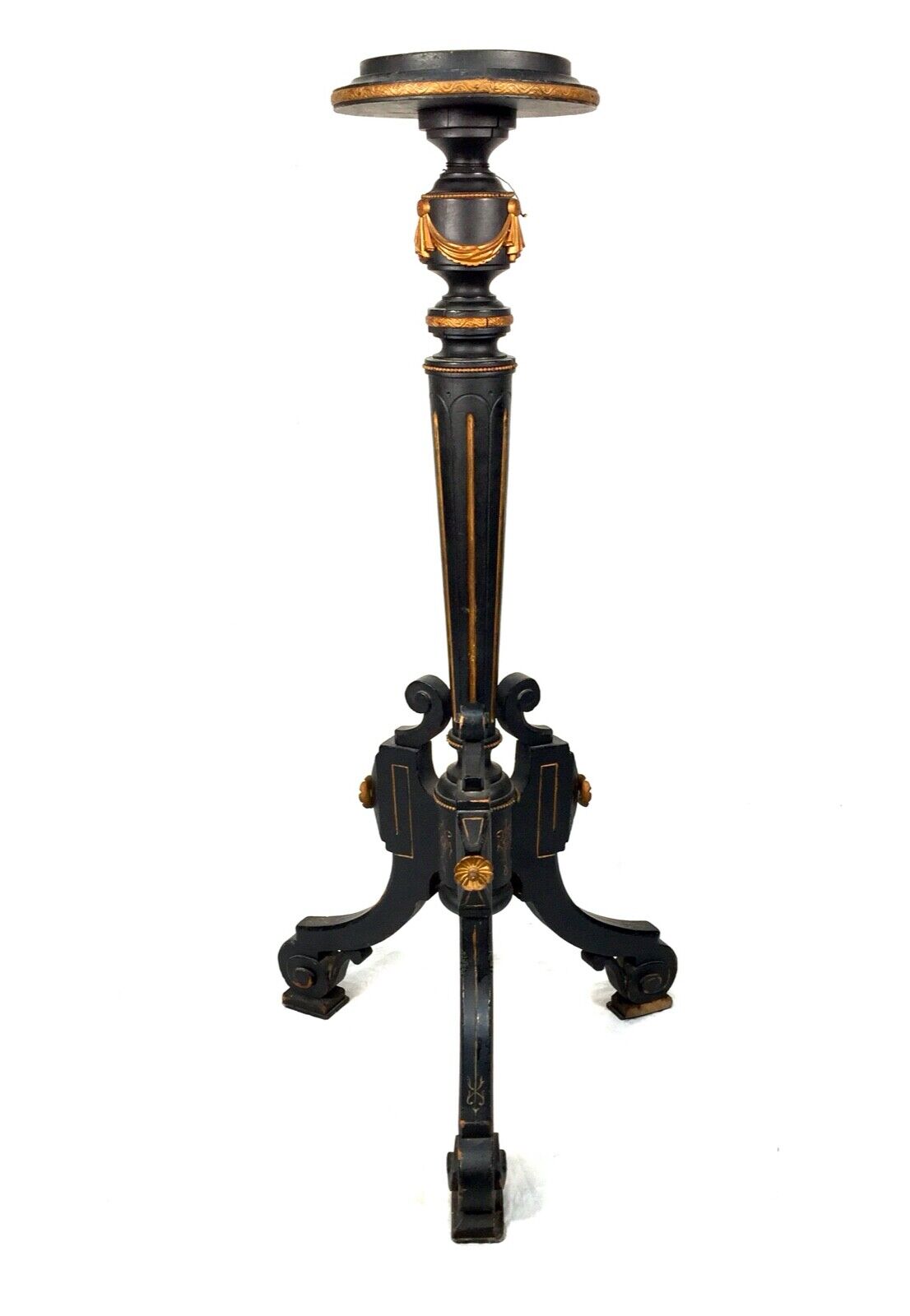 Antique Wooden Ebony Plant Pot or Sculpture Stand / French / c.1900