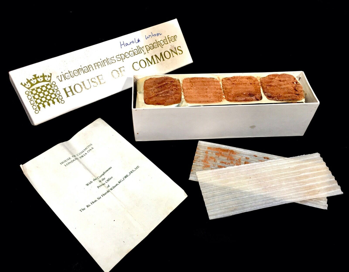 Boxed House of Commons Chocolates Signed Harold Wilsons Clare Francis 1976 RARE