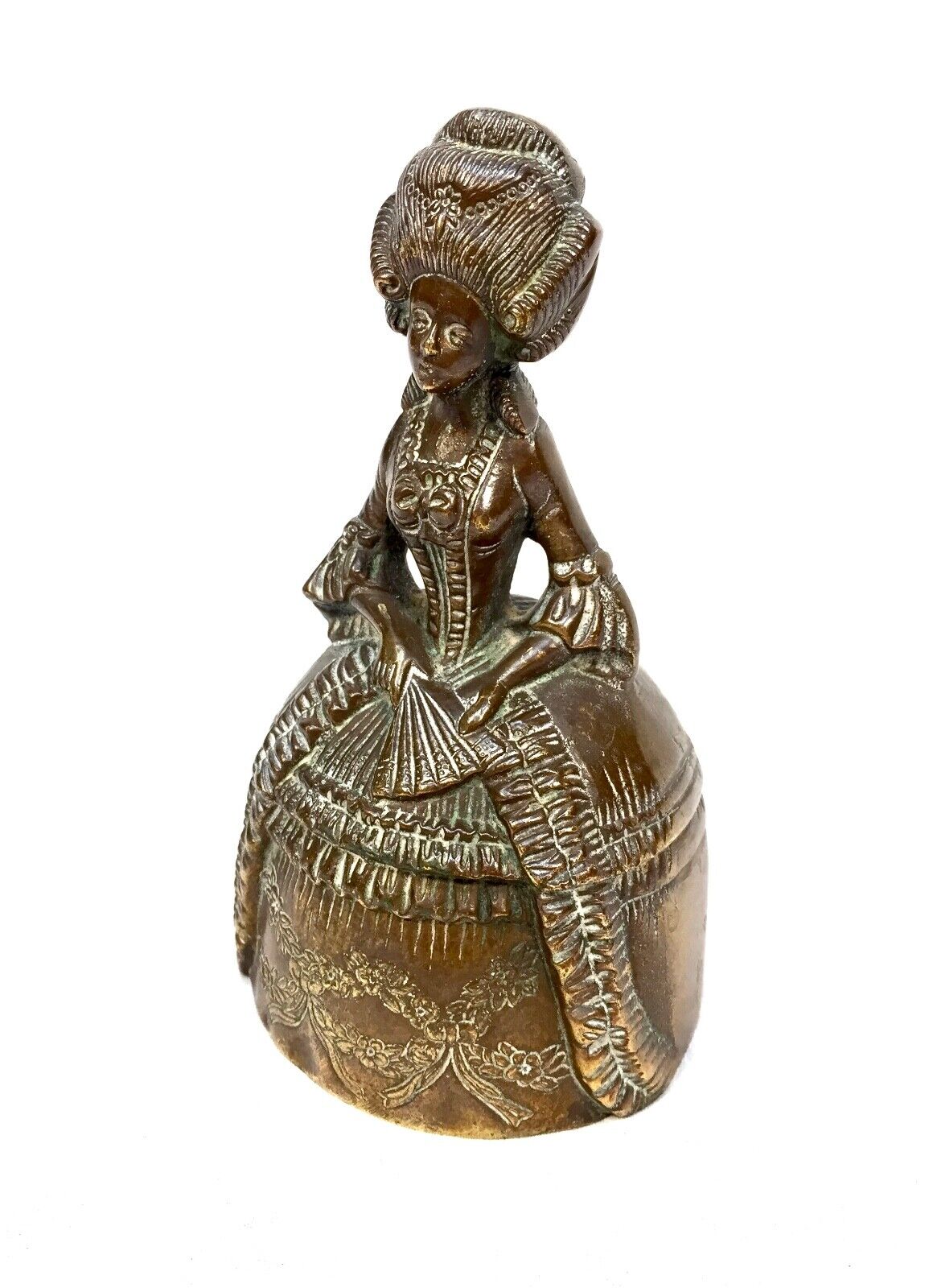 Antique Brass Bell in the Form of a Victorian Dressed Lady / Early 20th Century