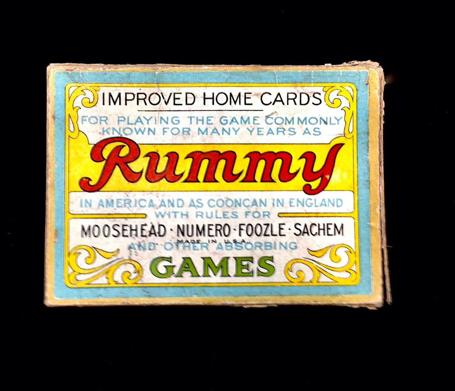 Antique Rummy Card Game Set by United Games Co. Manufactured in 1916 / Complete